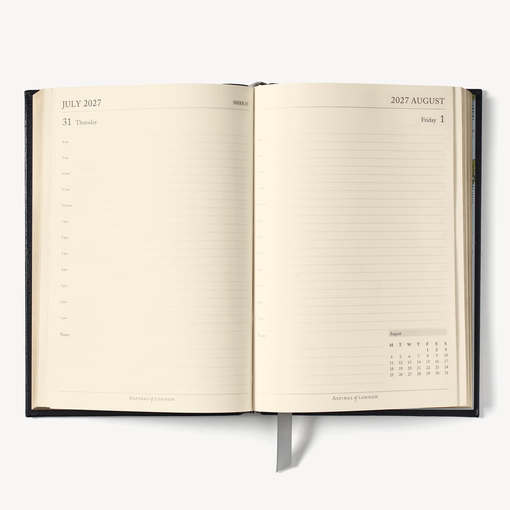 2027 A5 Day to Page Diary Deep Shine Black Croc