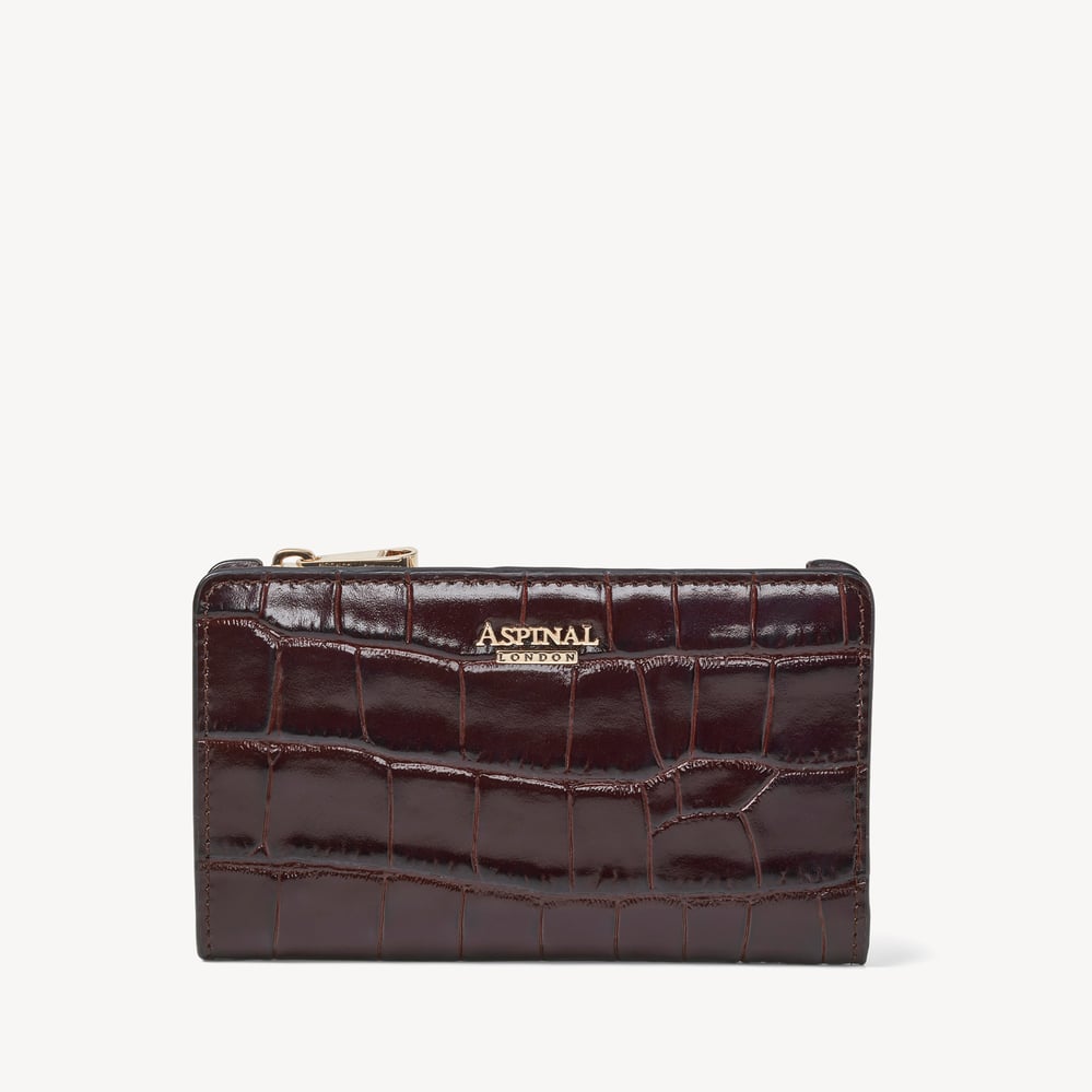 Mayfair® Coin & Card Wallet Deep Shine Dark Amazon Brown Croc