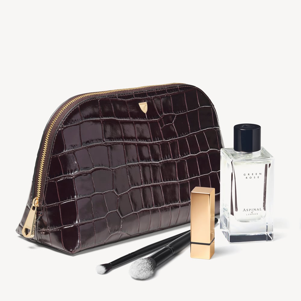 Classic Toiletry Bag Deep Shine Dark Amazon Brown Croc