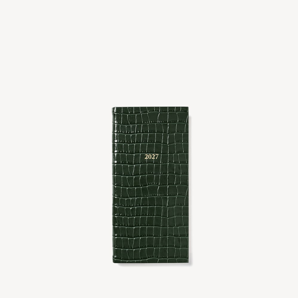 2027 Slim Pocket Diary Deep Shine Evergreen Small Croc