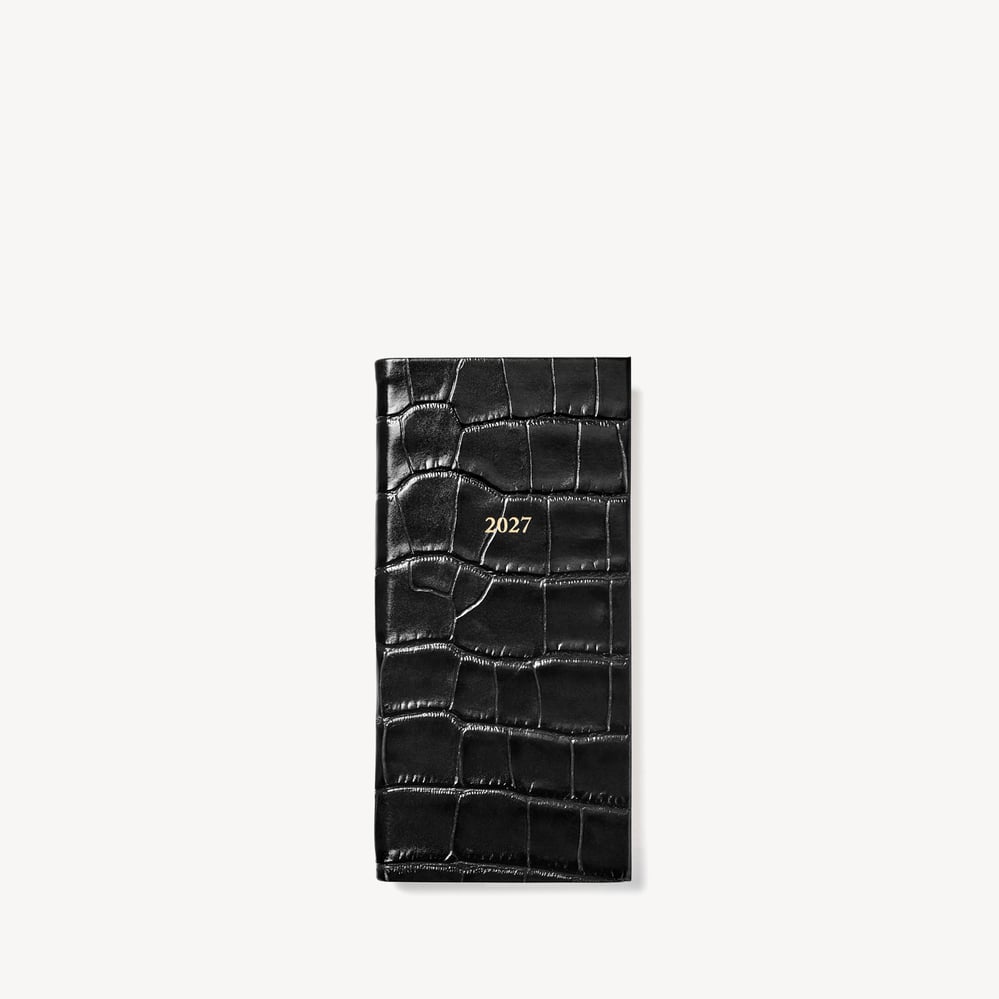 2027 Slim Pocket Diary Deep Shine Black Croc