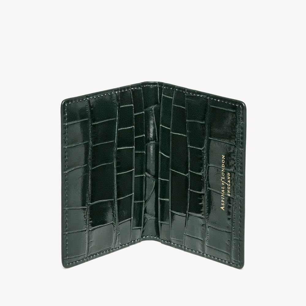 Double Fold Credit Card Holder Deep Shine Evergreen Croc