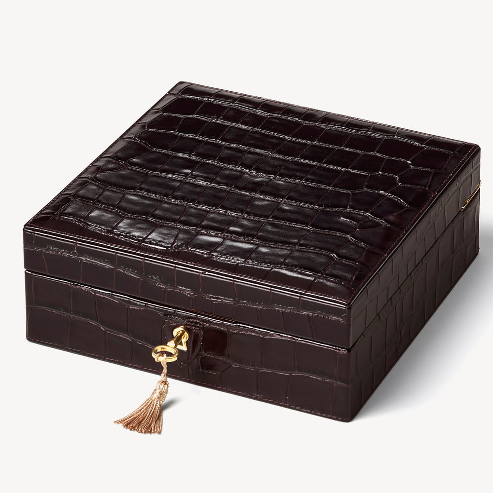 Four Piece Watch Box Deep Shine Amazon Brown Croc