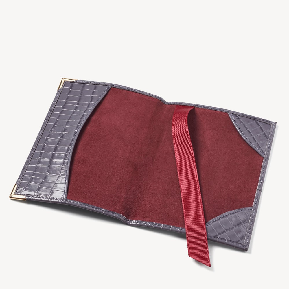 Passport Cover Deep Shine Dusky Blue Small Croc