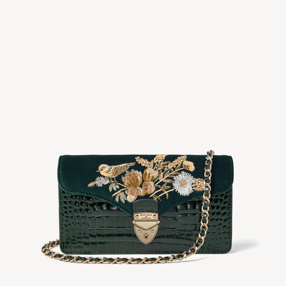 Mayfair®Clutch Evergreen Velvet & Patent Croc