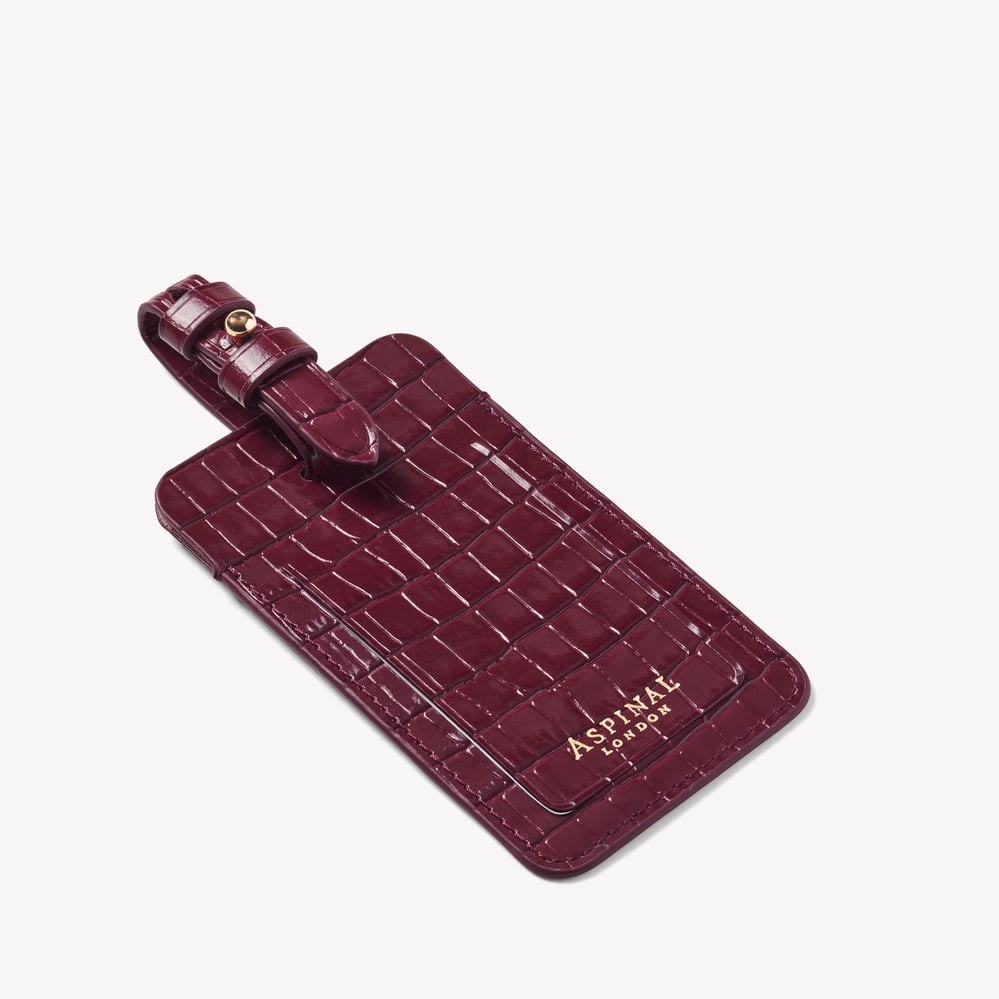 Luggage Tag Deep Shine Garnet Small Croc
