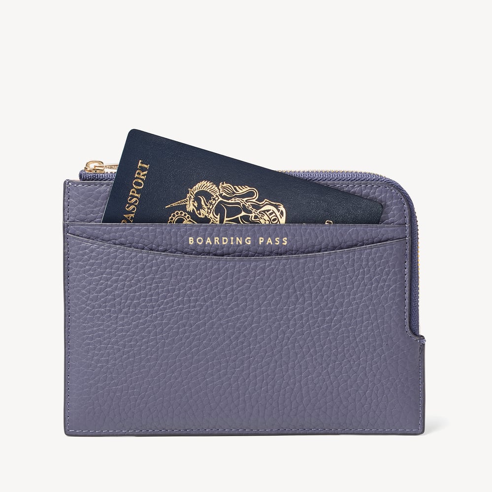 Zipped Travel Wallet Dusky Blue Pebble