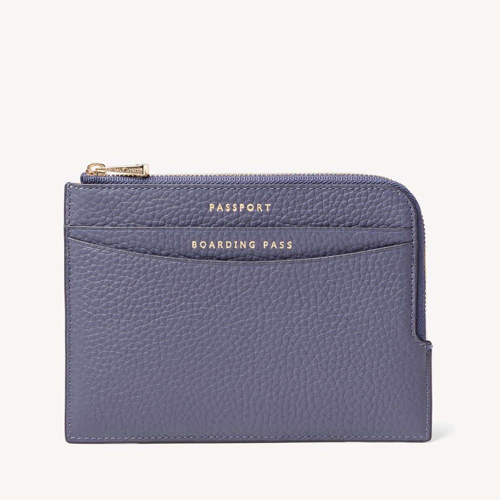 Zipped Travel Wallet Dusky Blue Pebble