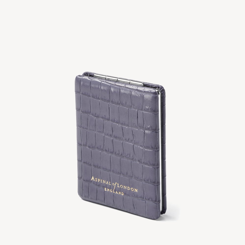 Handbag Mirror Deep Shine Dusky Blue Small Croc
