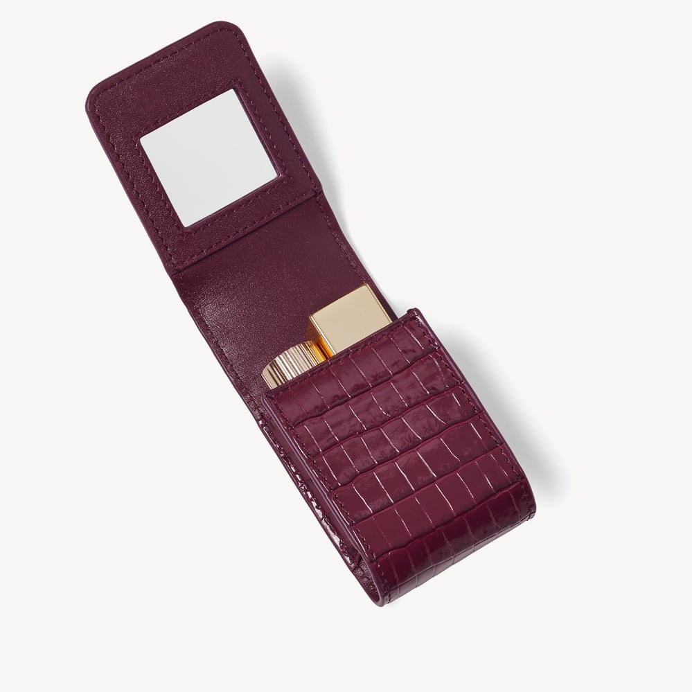 Duo Lipstick Case Deep Shine Garnet Small Croc