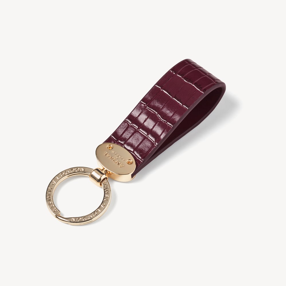 Oval Loop Keyring Deep Shine Garnet Small Croc
