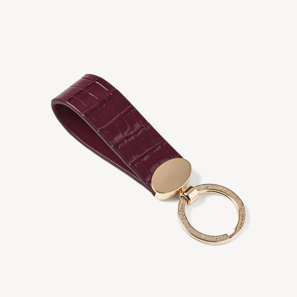Oval Loop Keyring Deep Shine Garnet Small Croc