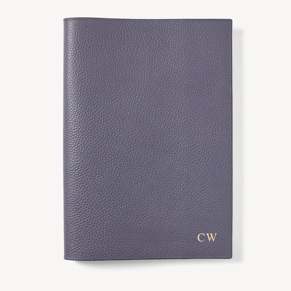 A4 Refillable Luxury Journal Dusky Blue Pebble with Soft Suede Lining