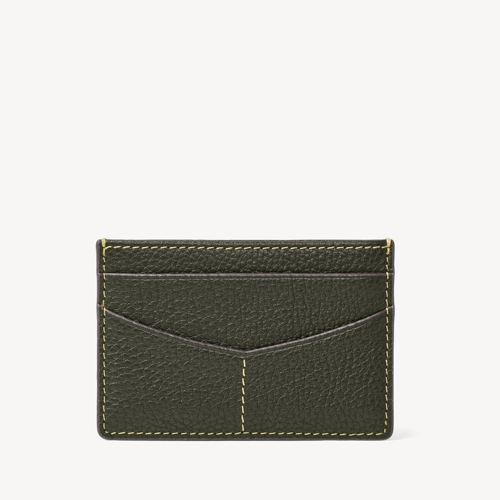 Hudson Slim Credit Card Holder Forest Green Milled Pebble