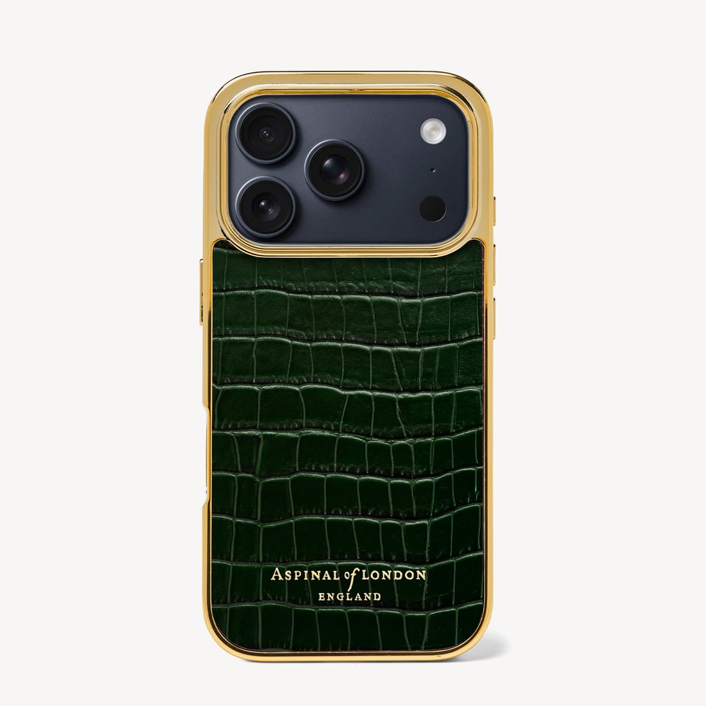 iPhone 18 Pro Case Deep Shine Evergreen Croc
