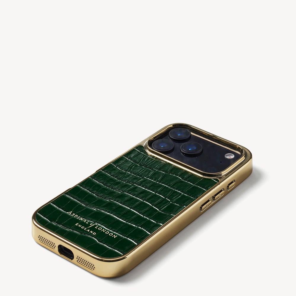 iPhone 18 Pro Case Deep Shine Evergreen Croc