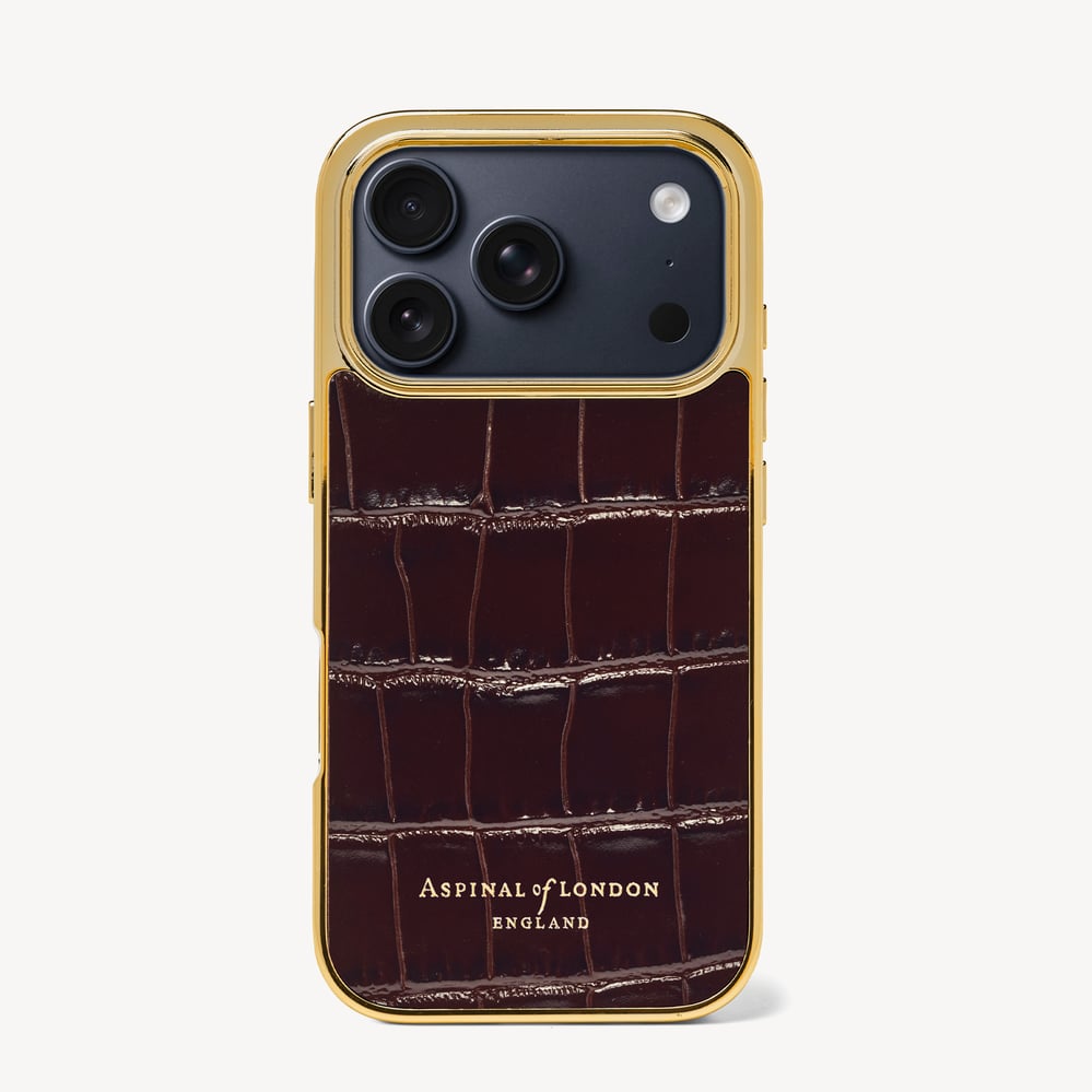 iPhone 18 Pro Case Deep Shine Dark Amazon Brown Croc
