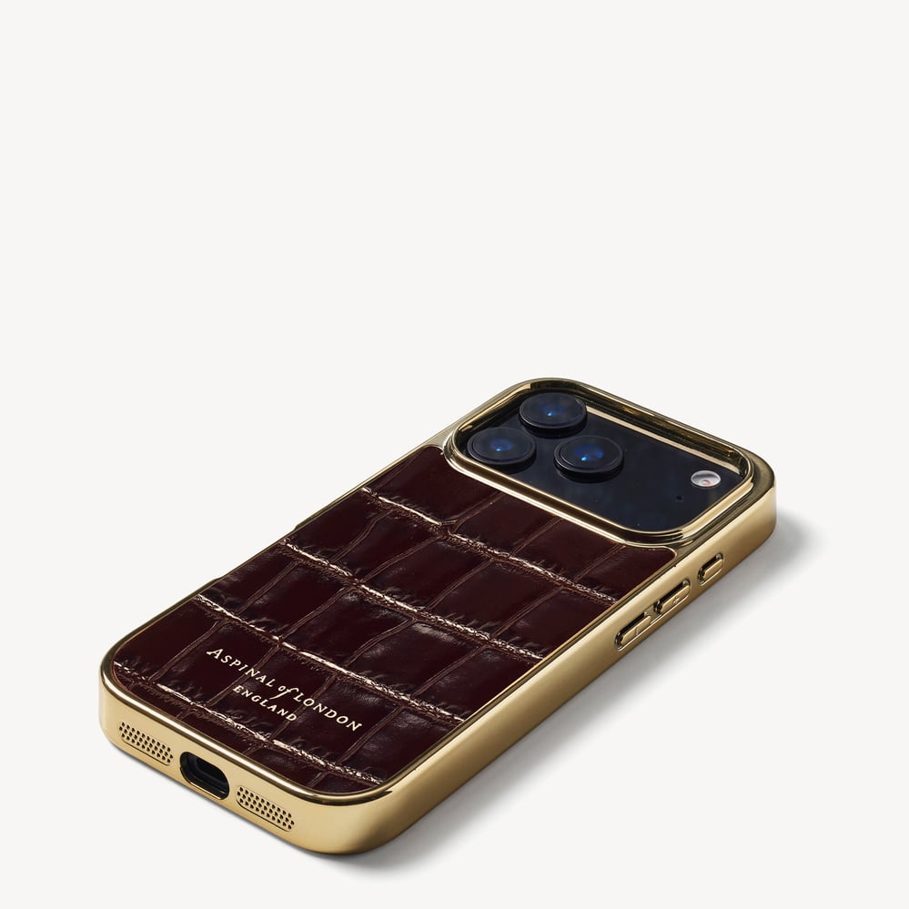 iPhone 18 Pro Case Deep Shine Dark Amazon Brown Croc