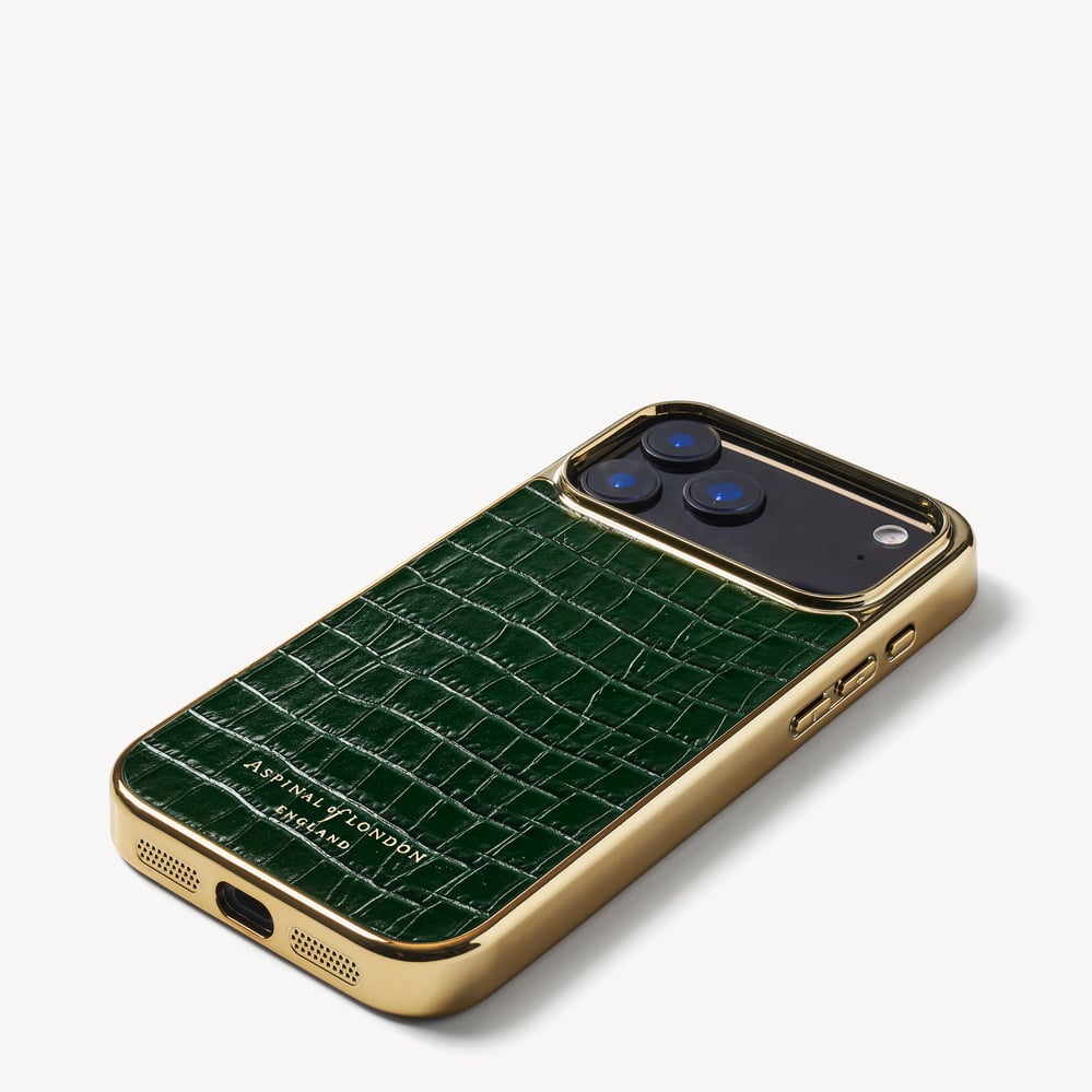 iPhone 18 Pro Max Case Deep Shine Evergreen Croc