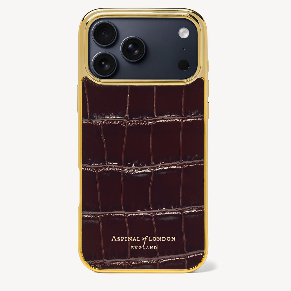 iPhone 18 Pro Max Case Deep Shine Dark Amazon Brown Croc