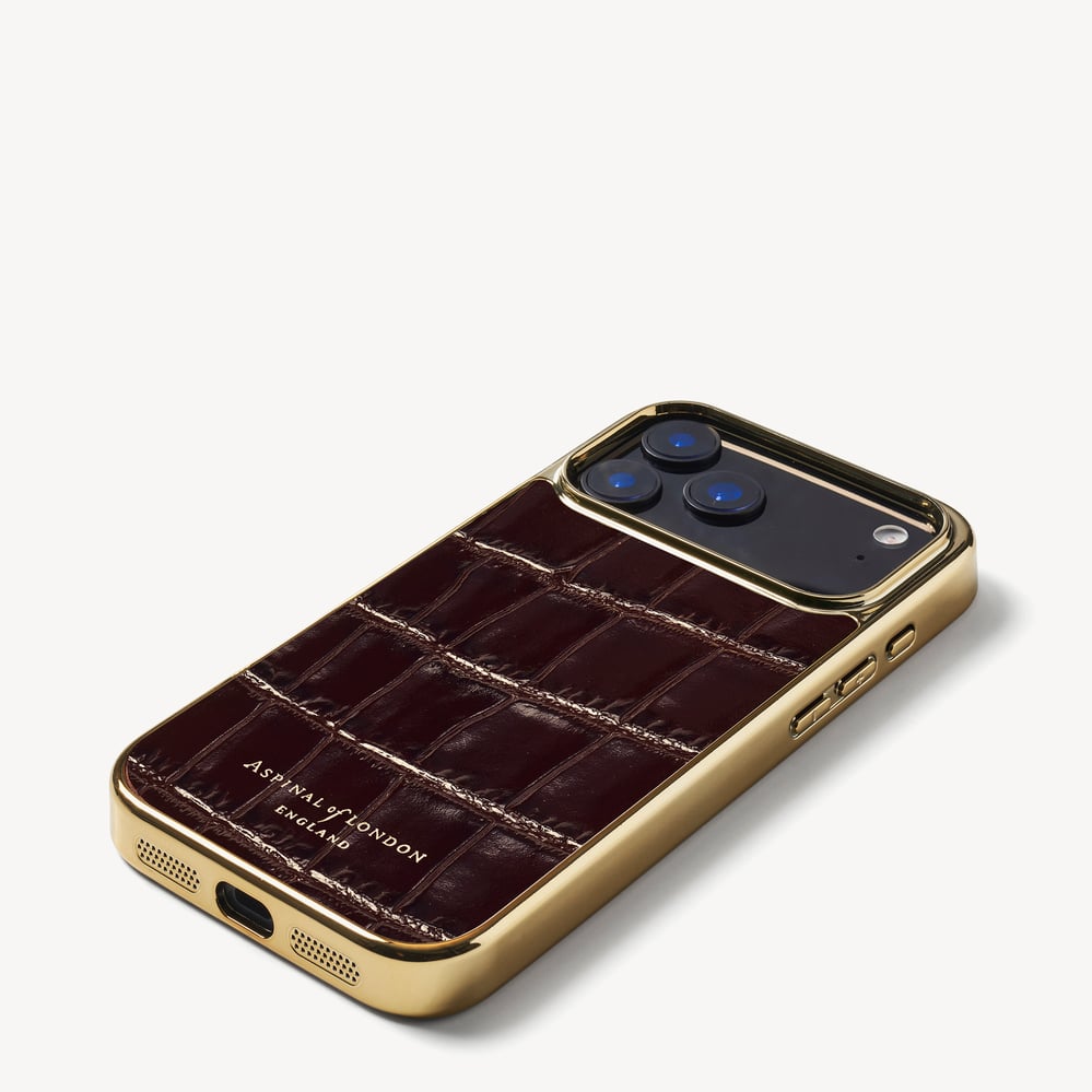 iPhone 18 Pro Max Case Deep Shine Dark Amazon Brown Croc