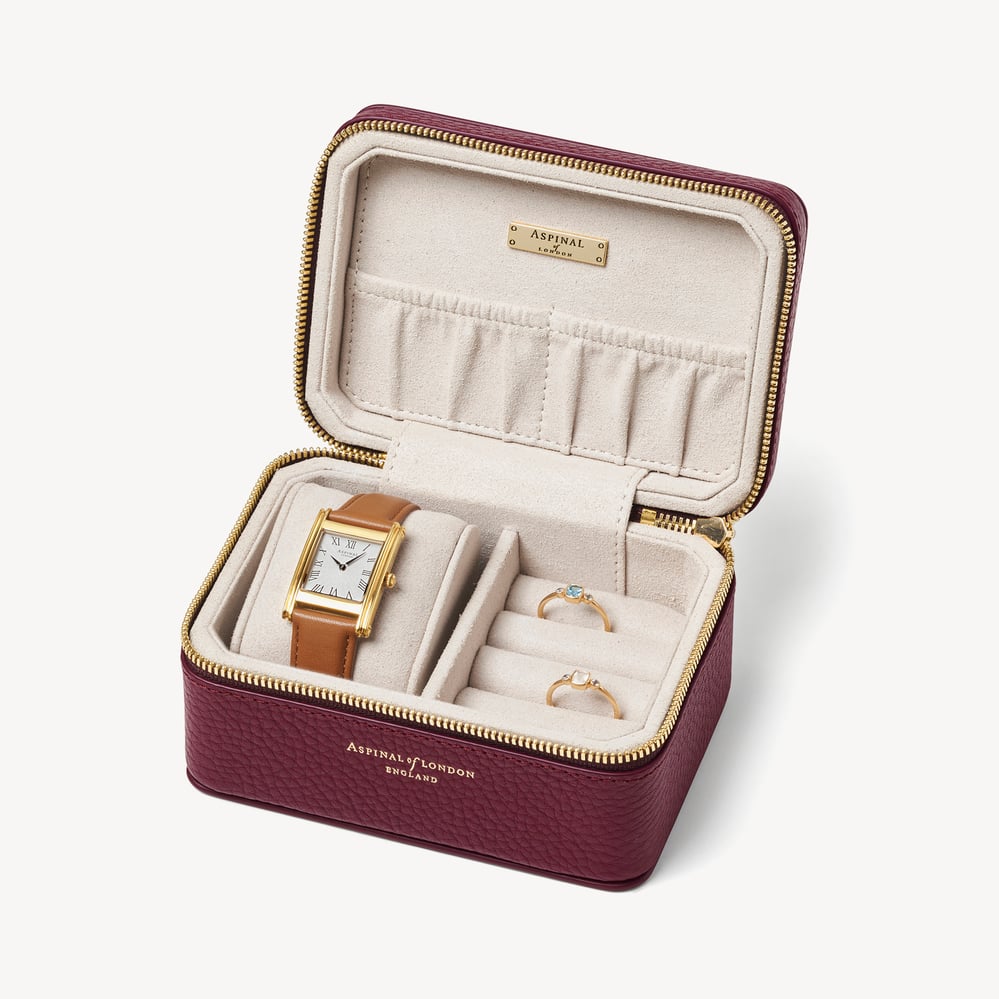Travel Watch & Ring Box Garnet Pebble