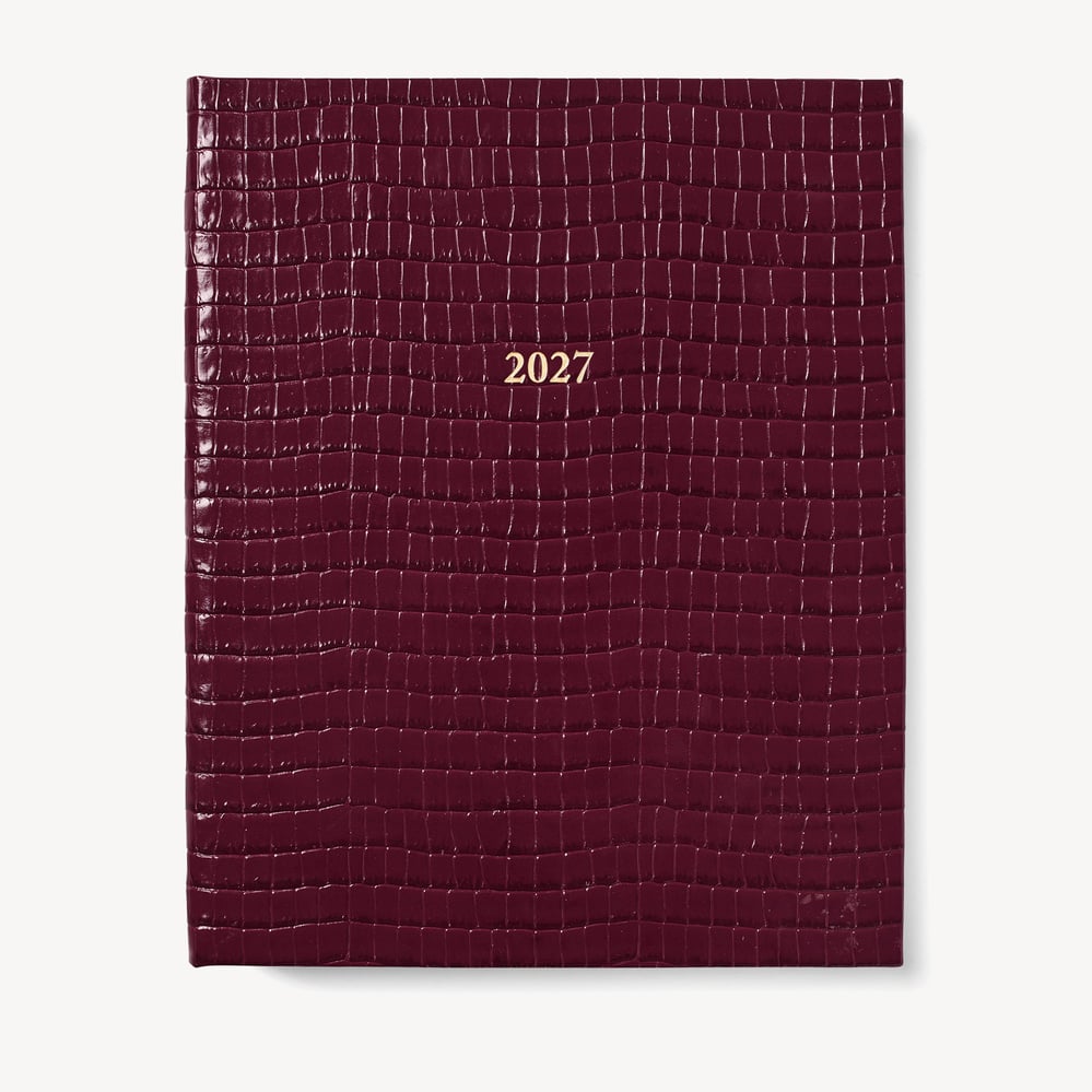 2027 A4 Week to View Diary Deep Shine Garnet Small Croc