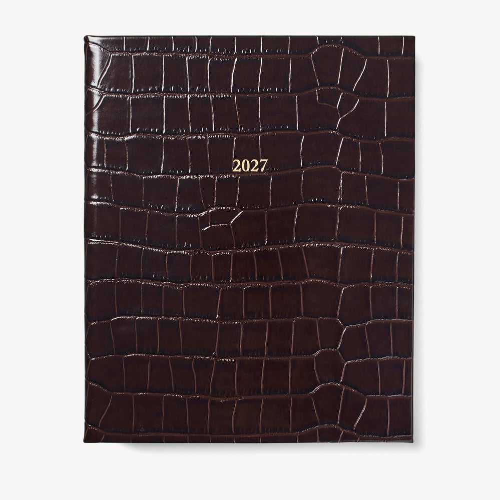 2027 A4 Week to View Diary Deep Shine Amazon Brown Croc