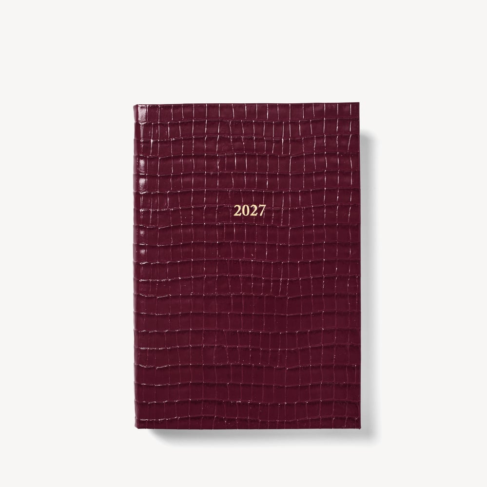 2027 A5 Day to Page Diary Deep Shine Garnet Small Croc