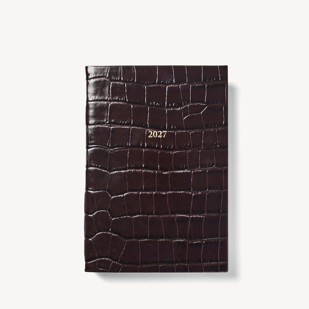 2027 A5 Day to Page Diary Deep Shine Amazon Brown Croc