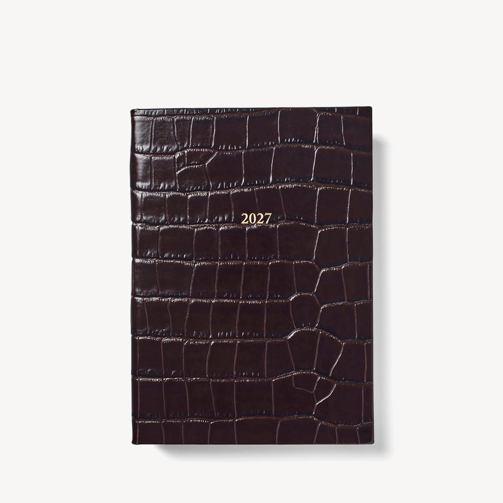 2027 A5 Week to View Diary Deep Shine Amazon Brown Croc
