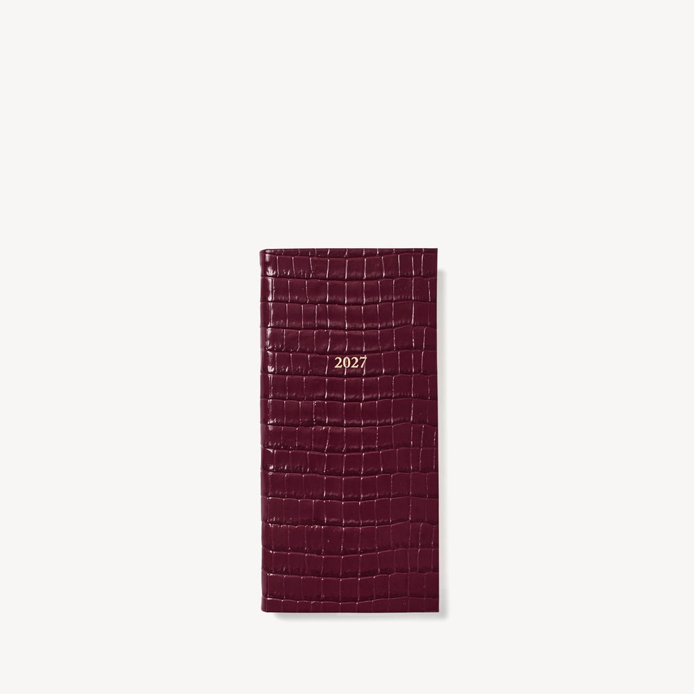 2027 Slim Pocket Diary Deep Shine Garnet Small Croc