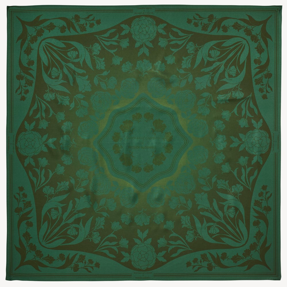Lancashire Rose Silk Scarf Emerald Pure Silk
