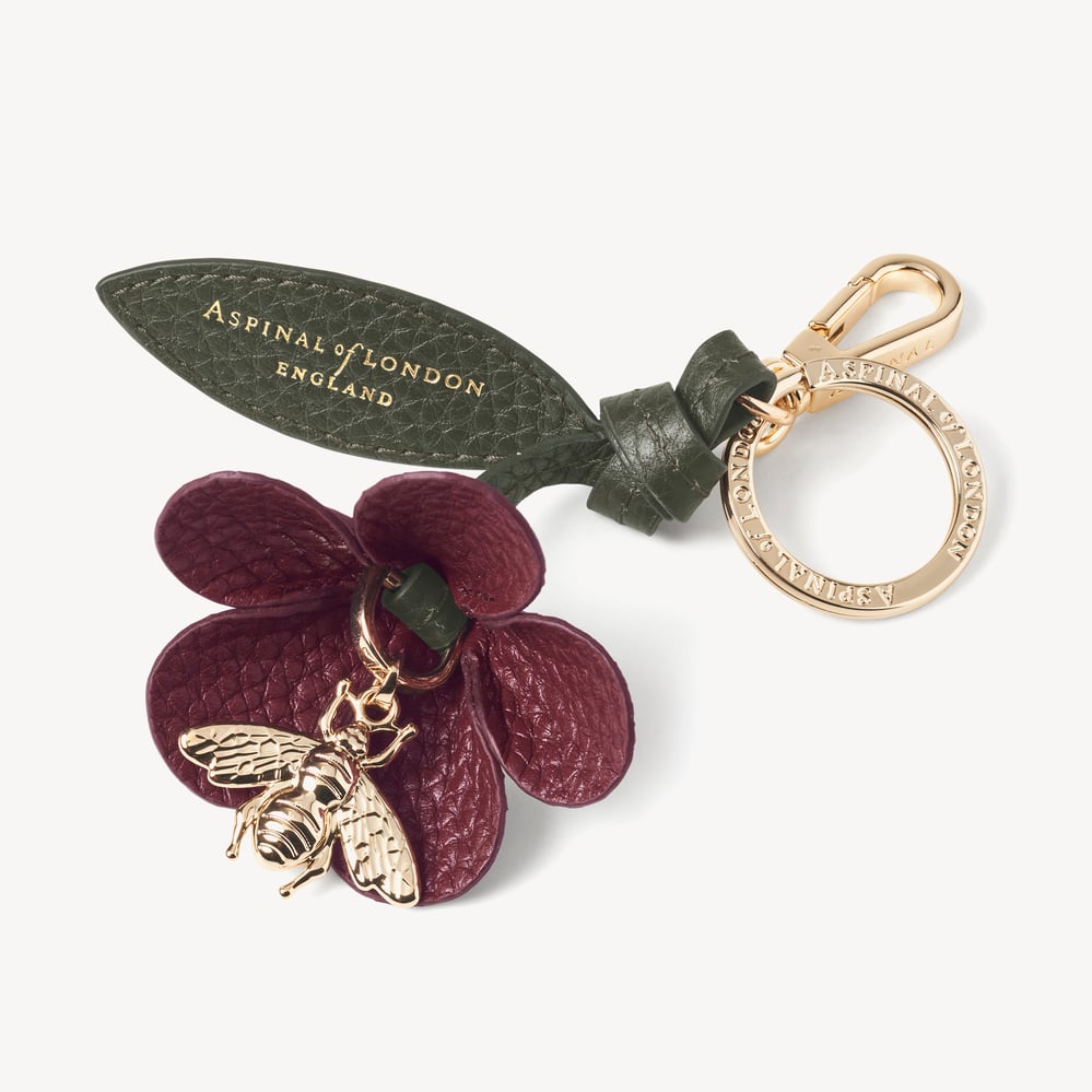 Wildflower & Bee Keyring Garnet Pebble