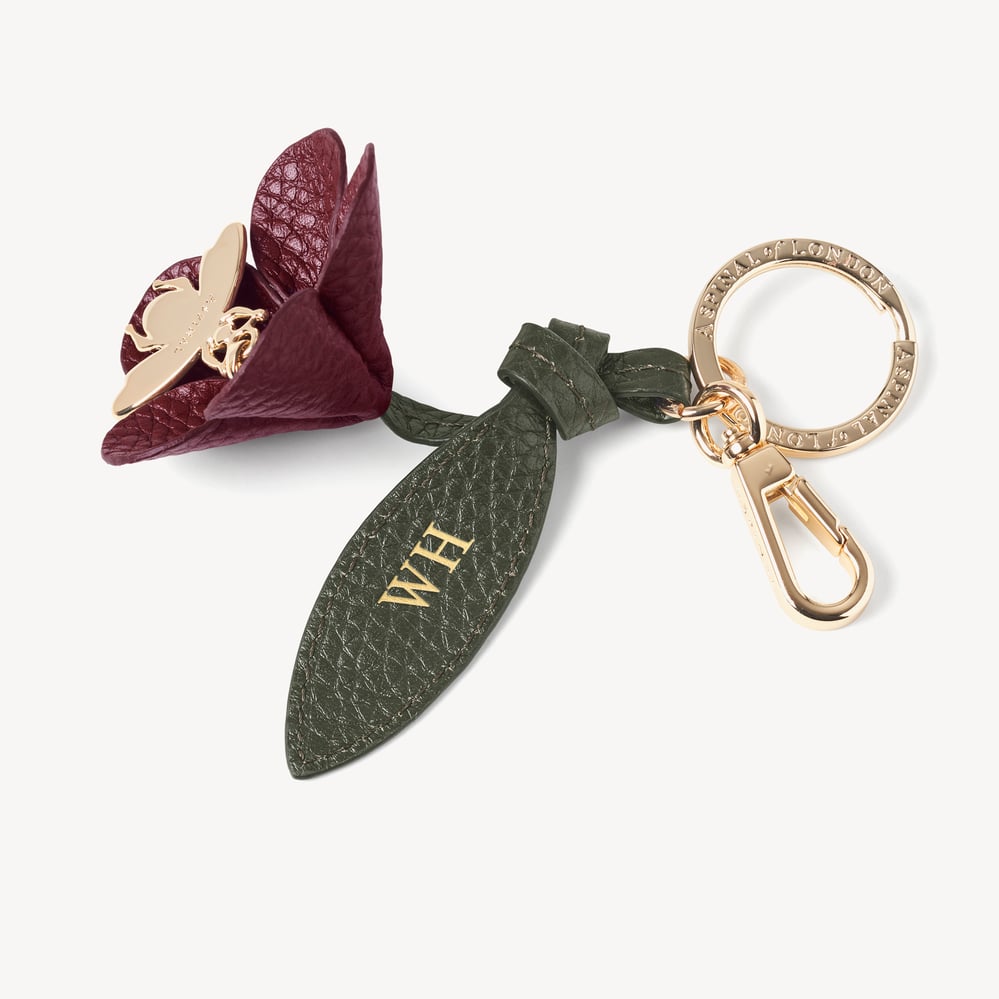 Wildflower & Bee Keyring Garnet Pebble
