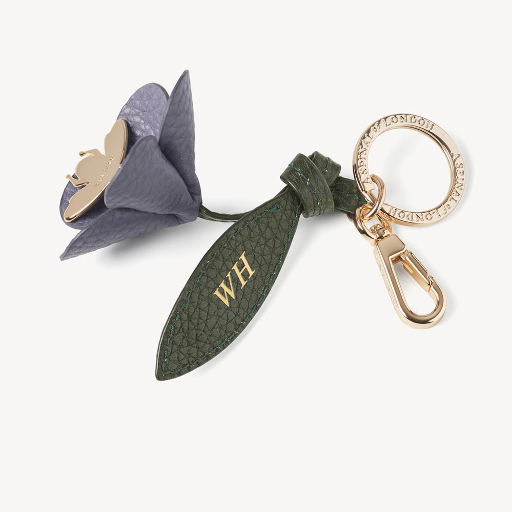 Wildflower & Bee Keyring Dusky Blue Pebble