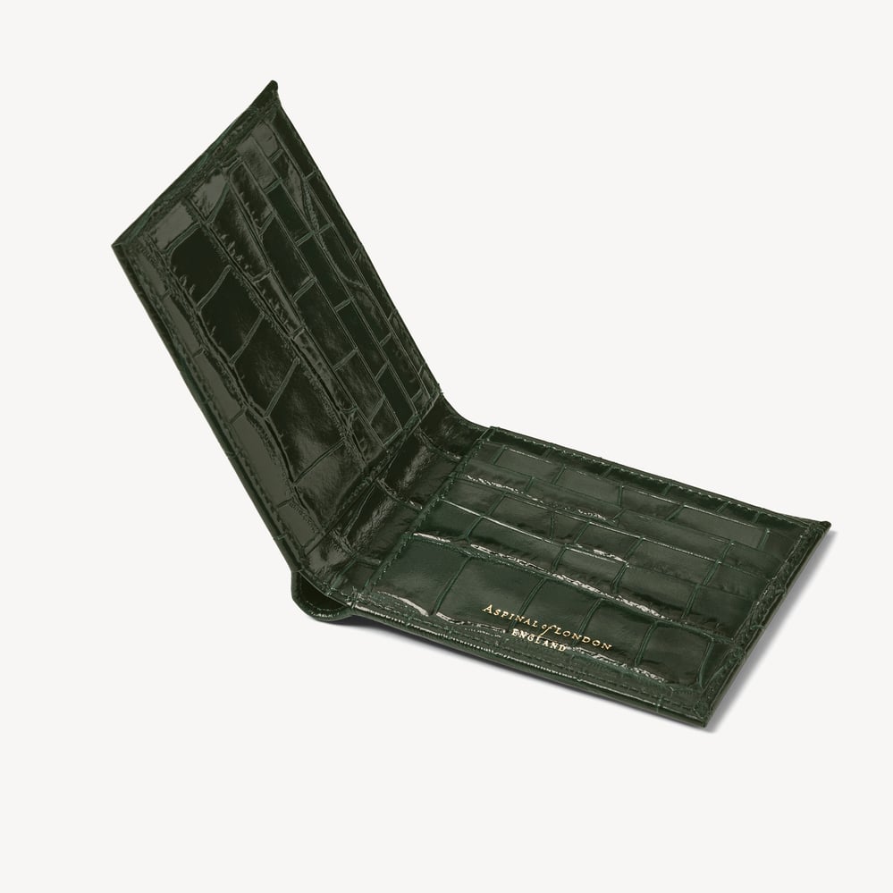 8 Card Billfold Wallet Deep Shine Evergreen Croc