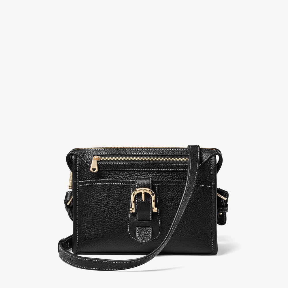 Bella Satchel Black Milled Pebble