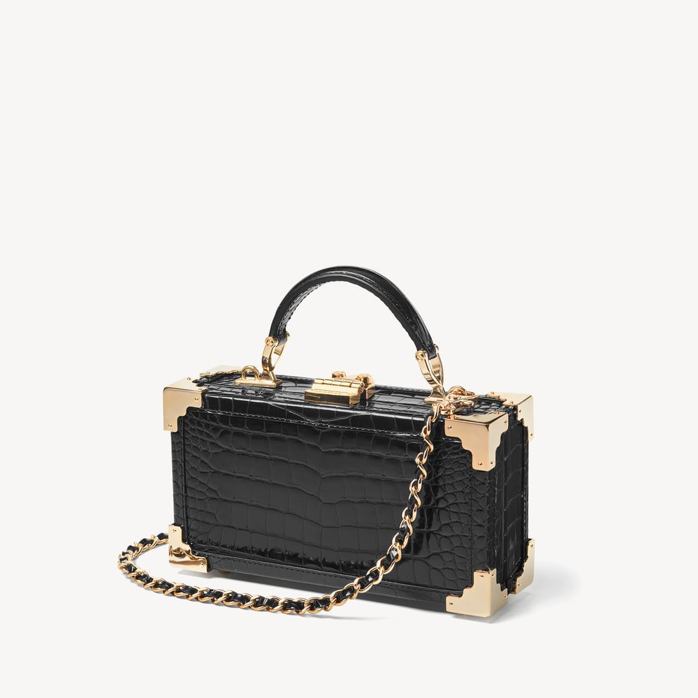 Trinket Box Black Patent Croc