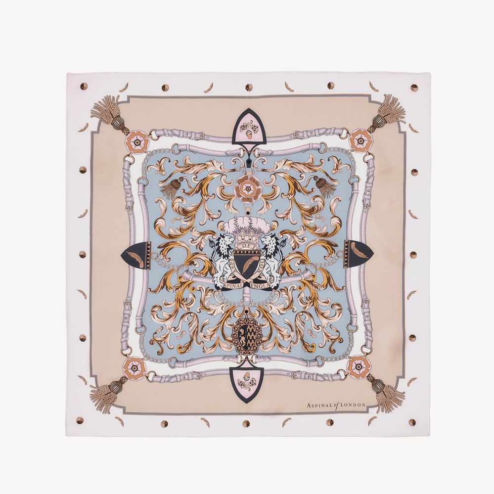 Signature Shield Silk Scarf Neutral Pure Silk