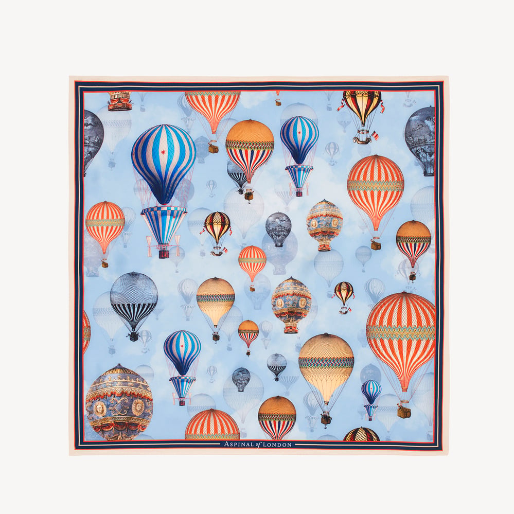 Up Up & Away Silk Scarf Dusky Blue Pure Silk