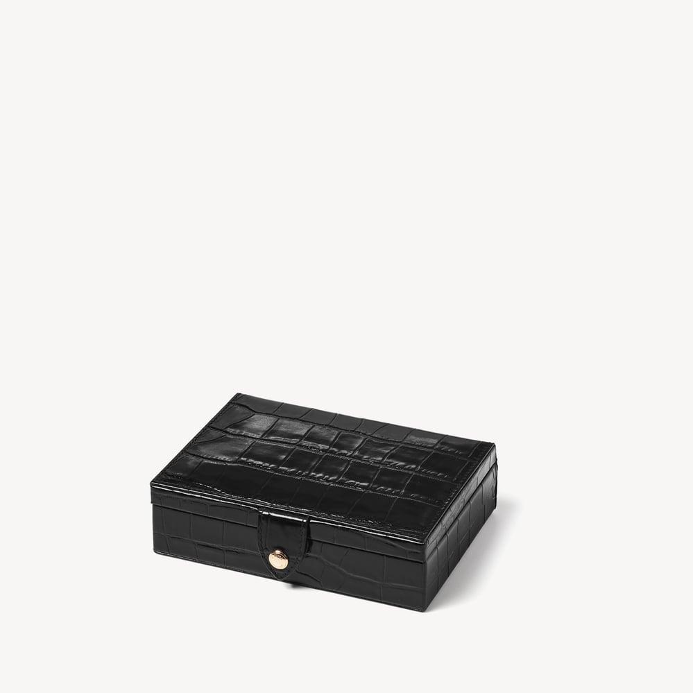 Playing Card Duo Box Deep Shine Black Croc