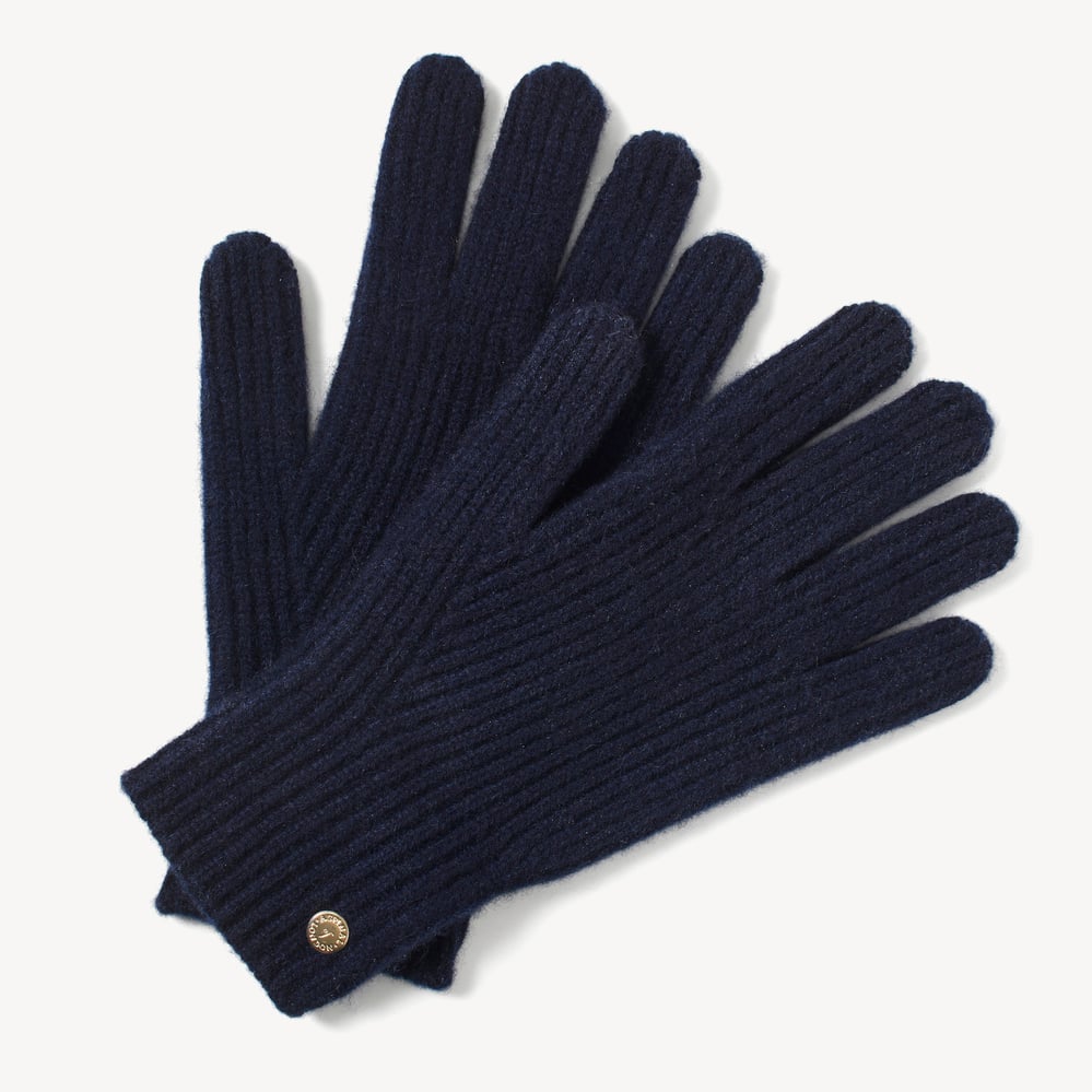Ribbed Cashmere Gloves Navy