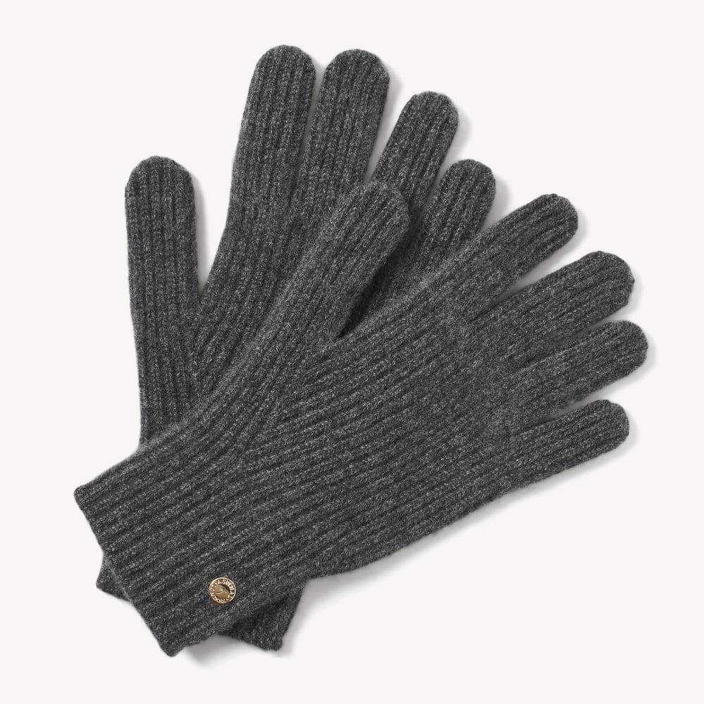 Ribbed Cashmere Gloves Dark Grey Melange