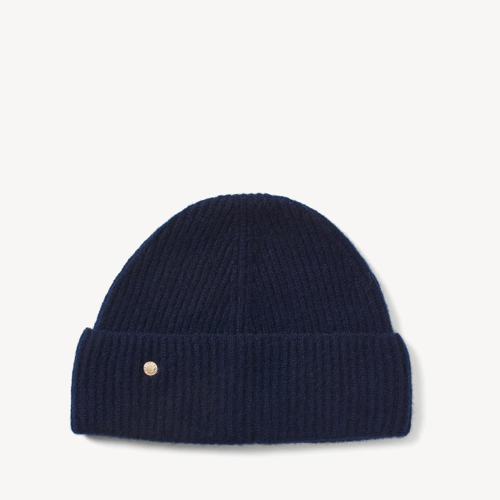Ribbed Cashmere Hat Navy