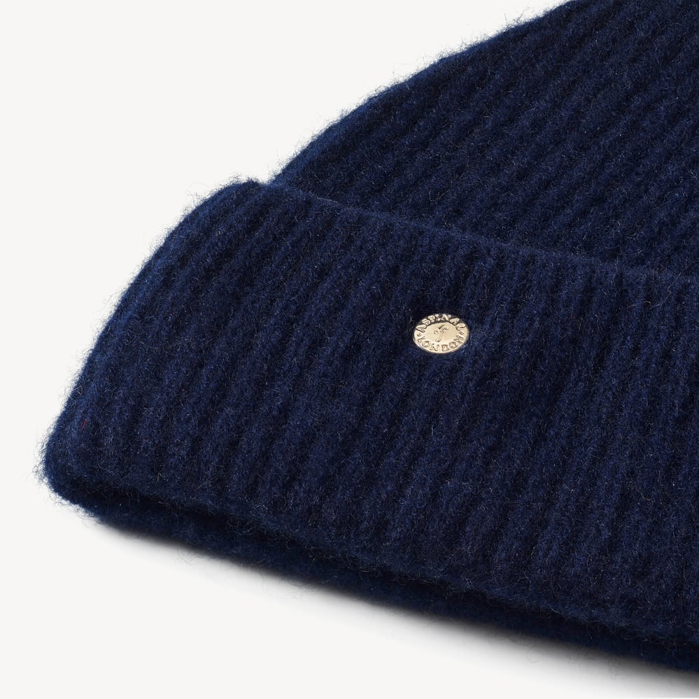 Ribbed Cashmere Hat Navy