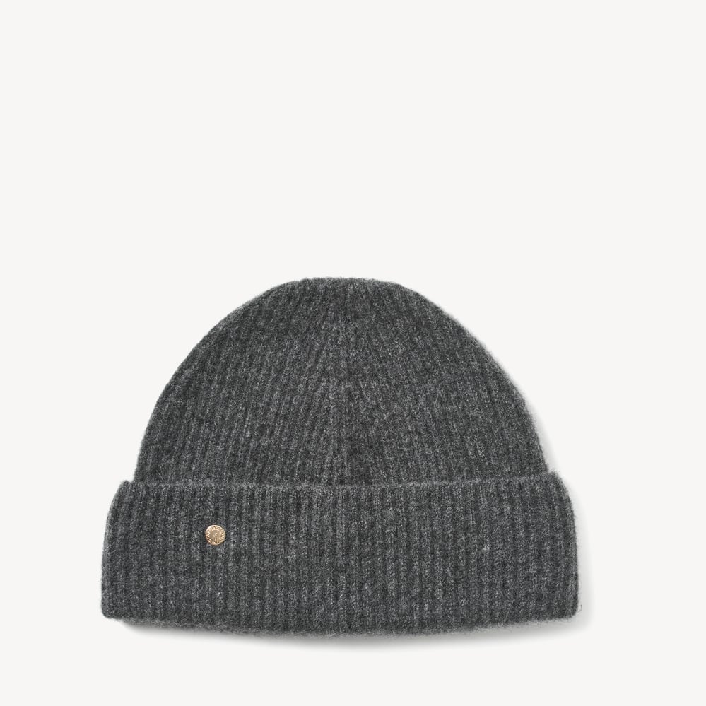 Ribbed Cashmere Hat Dark Grey Melange
