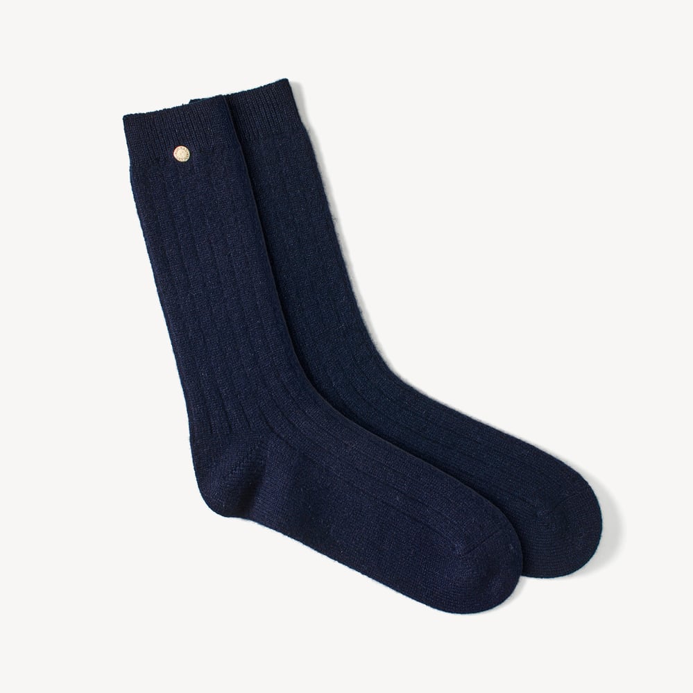 Men's Ribbed Cashmere Socks Navy