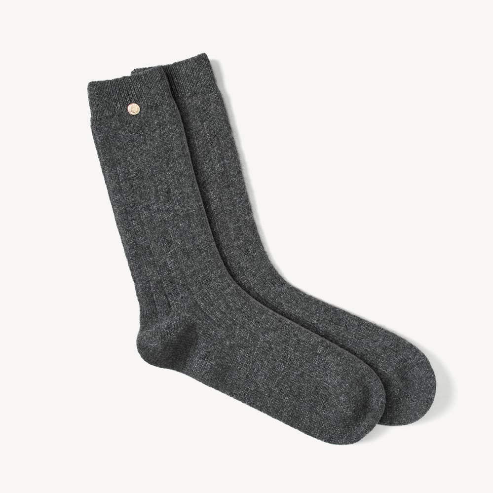 Men's Ribbed Cashmere Socks Dark Grey Melange