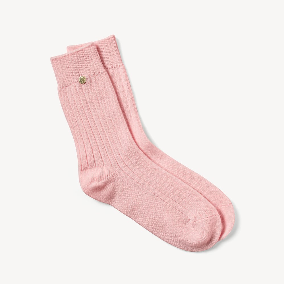 Rib Knit Cashmere Socks Pale Pink Cashmere